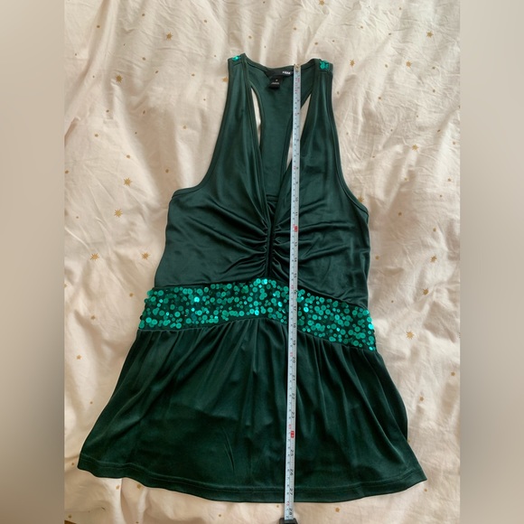 H&M - Dark green racer back top with sequins in front and top back - size S - Picture 9 of 10